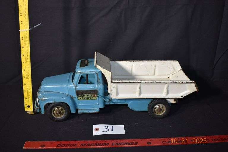 Heavy Hauling Dumper truck, blue-21" long, 7 1/2" wide, 7 1/2" tall image