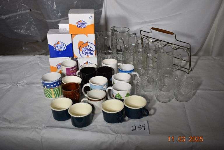 Assortment of Glasses, Coffee Cups and Glasses Holder image