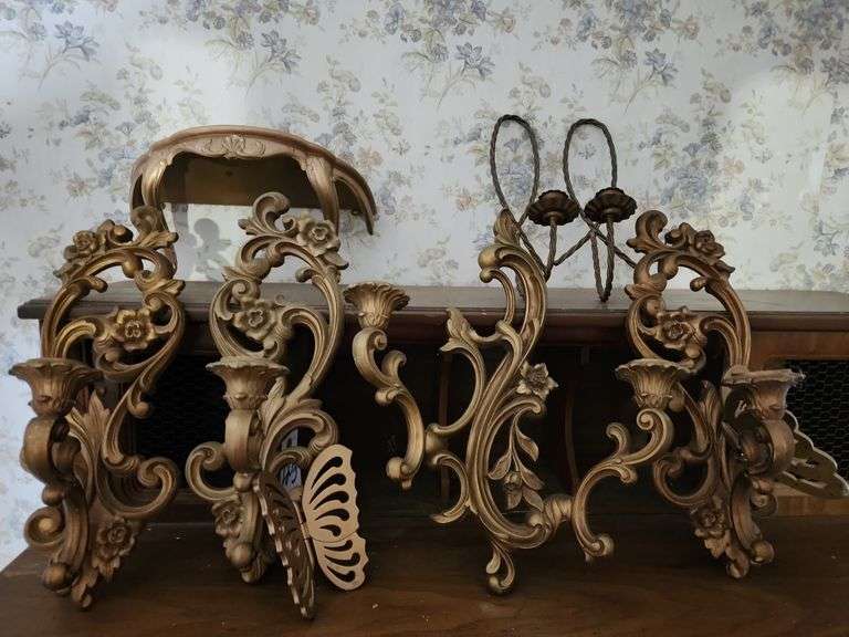 Ornate Light Fixtures and Small Shelf image