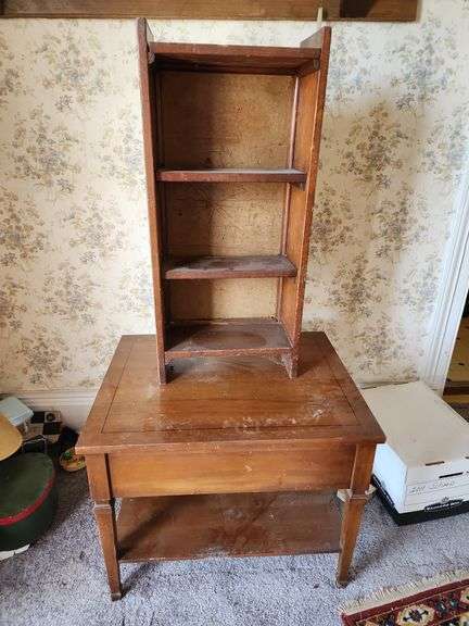 Side Table 22"x28"x21" and Small Primative Shelf16"x33"x8" image