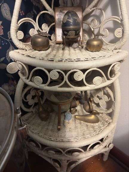 Small Corner Shelf with Brass Decor