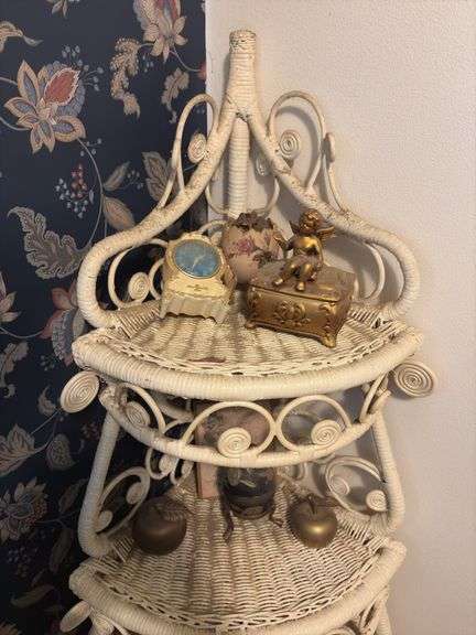 Small Corner Shelf with Brass Decor