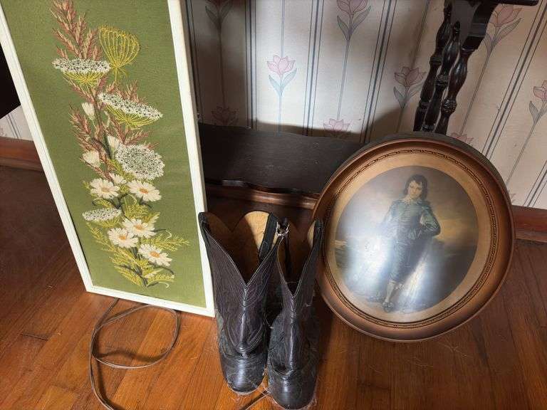 Small Side Table with Contents - boots, toys, home decor
