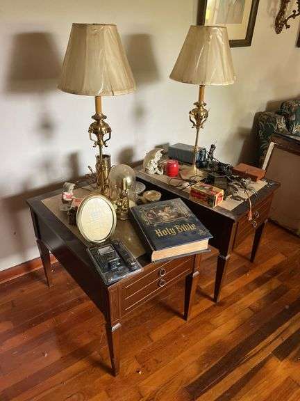 Pair of End Tables and Contents