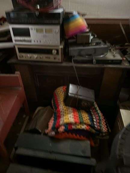 Stereo equipment and hand sewn quilt desk