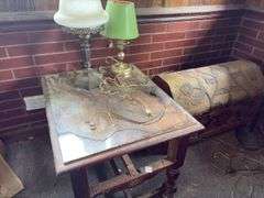 Small Side Table, Trunk, Lamps