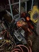 Hand cart extension cords chainsaw and leaf blowers