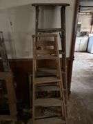 2 wooden step ladders