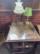 Small Side Table, Trunk, Lamps