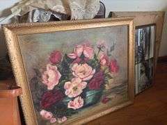 Assorted Luggage, Quilt, and Artwork