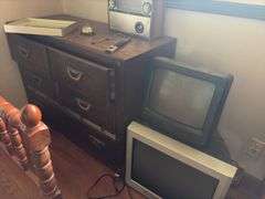 3 drawer dresser and 2 TVs