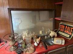 Brass lamp mirror pitcher old radio