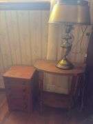Pair of Small Side Tables and Lamp