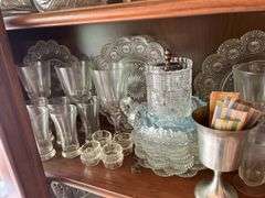 Assorted Glassware Contents of China Cabinet and Home Decor