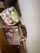 Assorted Luggage, Quilt, and Artwork