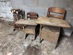 Pair of School Desks and croquet set