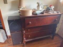 3 Drawer Dresser and Contents - 43”W x 36”H x 21”D