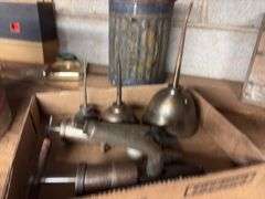 Vintage Oil Cans, Wooden Boxes, Misc
