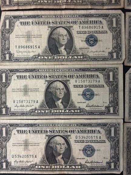 (12) One Dollar Silver Certificates - 1957 & 1957B