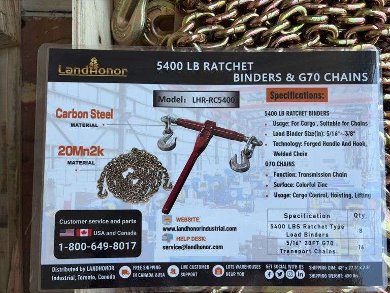 5400 Ratchet Binder with (2) 5/16” 20’ Grade 70 Chains