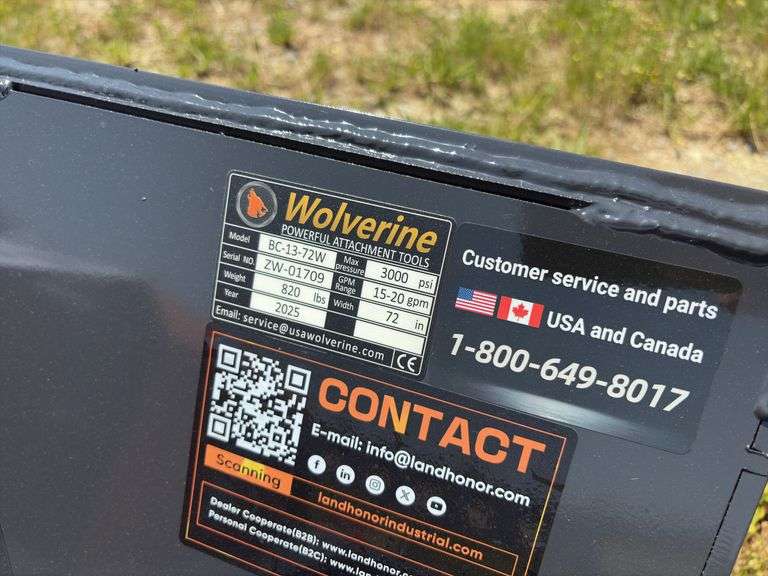 2025 Wolverine 72” Skid Steer Brush Cutter - SN ZW01709