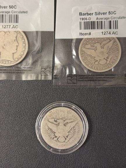 (6) Barber Silver Half Dollars - various years
