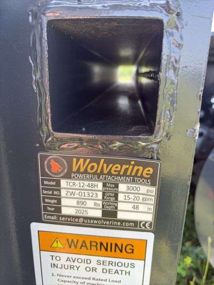2025 Wolverine Skid Steer Trencher - Model TCR-12-48H - SN ZW01323