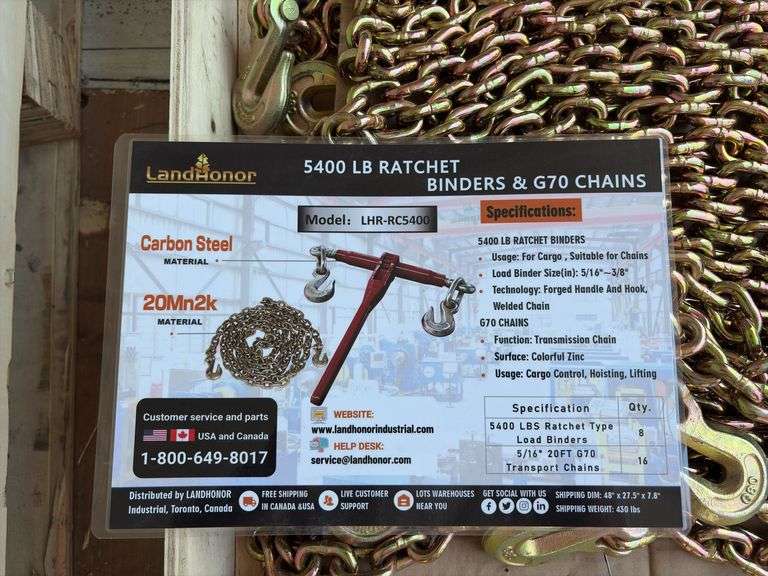 5400 Ratchet Binder with (2) 5/16” 20’ Grade 70 Chains