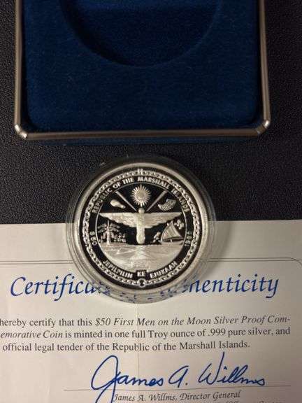 $50 First Men on the Moon One Ounce .999 Silver Coin