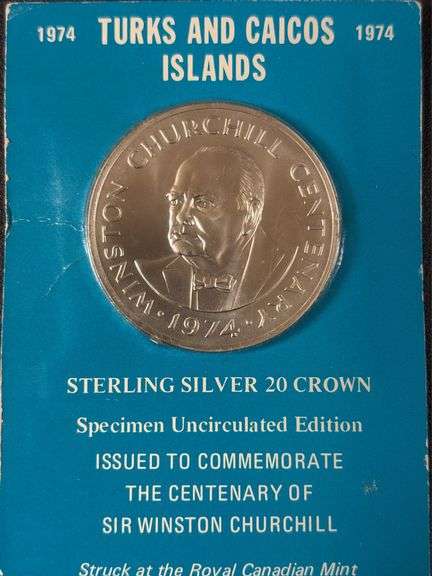 $20 1974 Turks and Caicos Islands Sterling Silver Coin