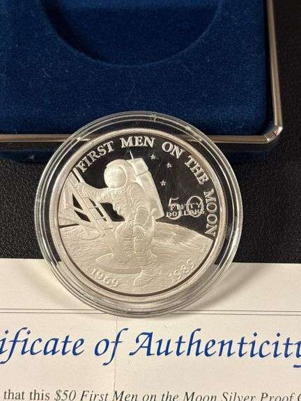$50 First Men on the Moon One Ounce .999 Silver Coin