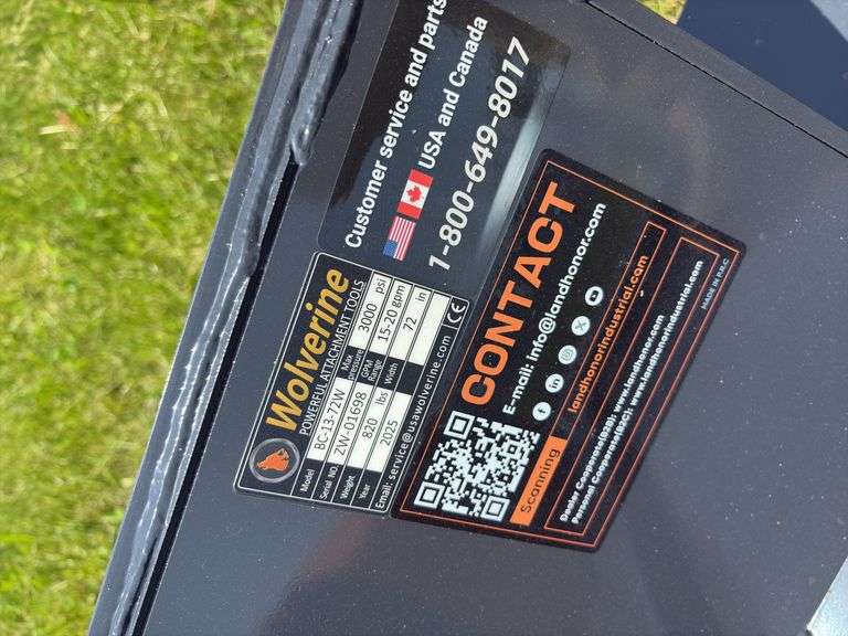 2025 Wolverine 72” Skid Steer Brush Cutter - SN ZW 01698