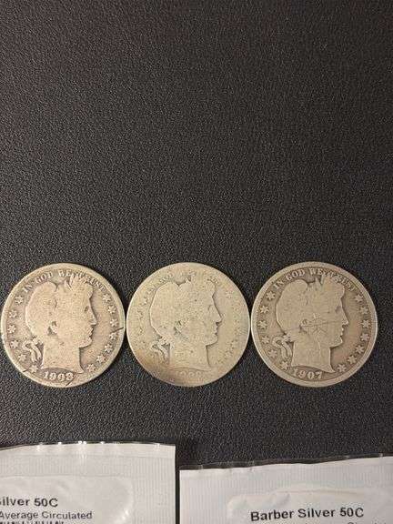 (6) Barber Silver Half Dollars - various years