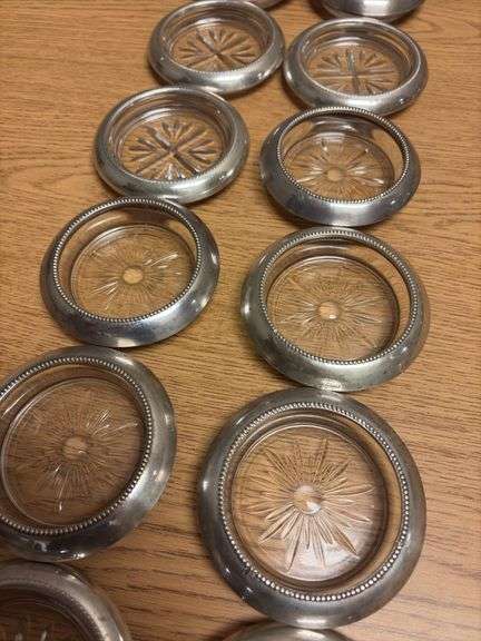 (14) Sterling Silver Rimmed Coasters