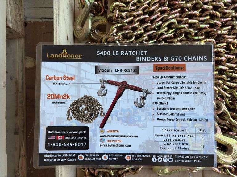 5400 Ratchet Binder with (2) 5/16” 20’ Grade 70 Chains