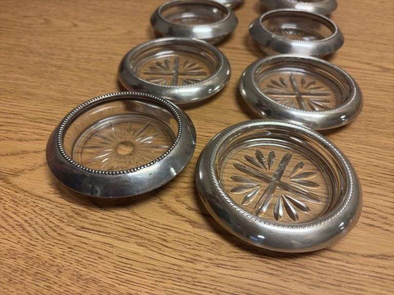(14) Sterling Silver Rimmed Coasters