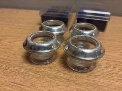 (4) Sterling Silver Rimmed Open Salt Dippers