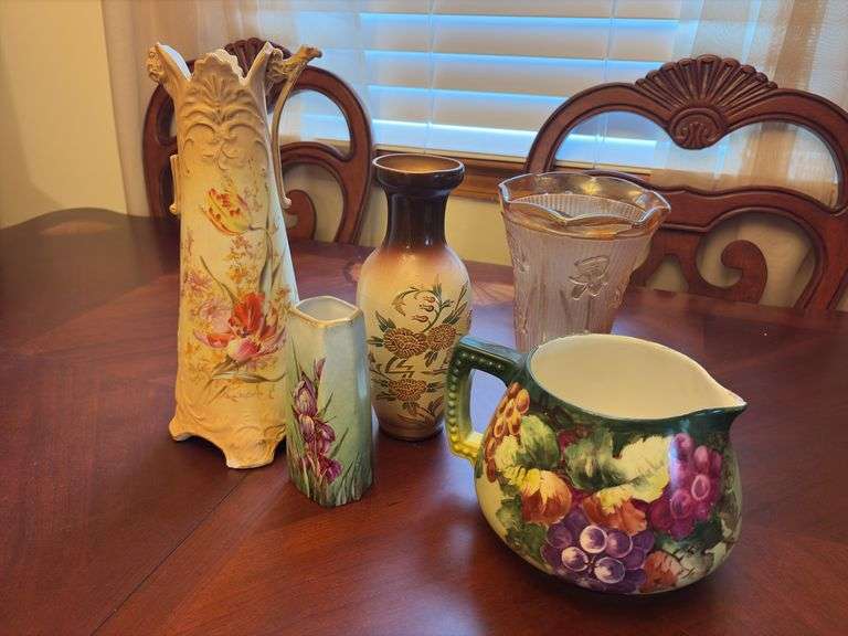 Assorted Vases and Pitcher - one vase is damaged