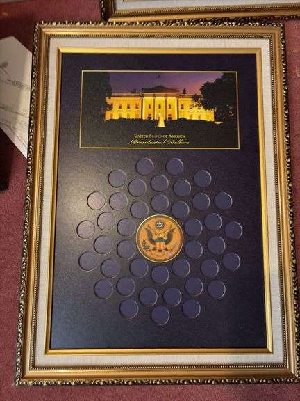 Large Collection of Framed Coin Displays