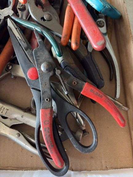Box Lot of Assorted Pliers