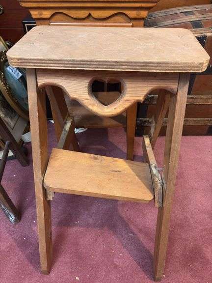 Small Side Table, Stool and Damaged Step Ladder