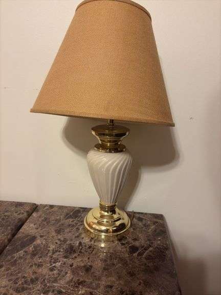 Pair of Side Tables and Lamp (tops are wood)