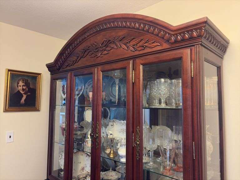 Lighted Mirror Back China Cabinet - 87”H x 60”W x 17”D