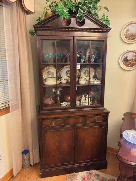 Mahogany Display Cabinet - contents NOT included 80”H x 18”D x 34”W