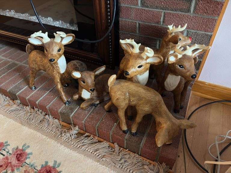 Set of Ceramic Reindeer - some damaged