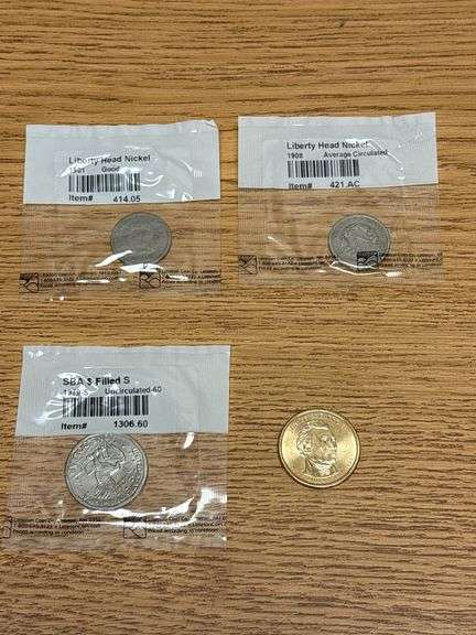 (2) Liberty Head V Nickels & (2) $1 Coins image