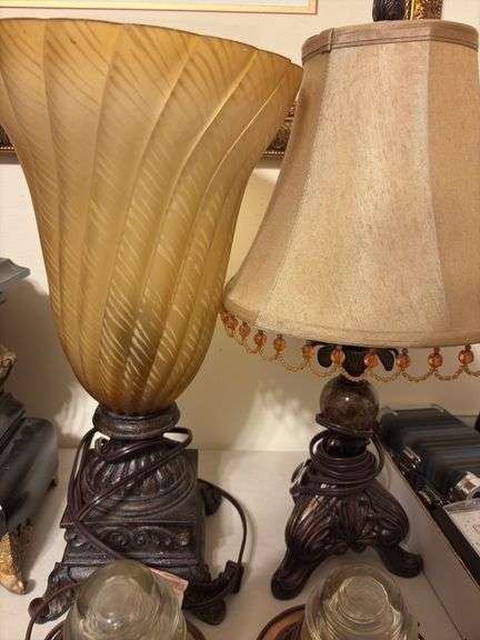 2 Table Lamps and 2 Lighted Insulators