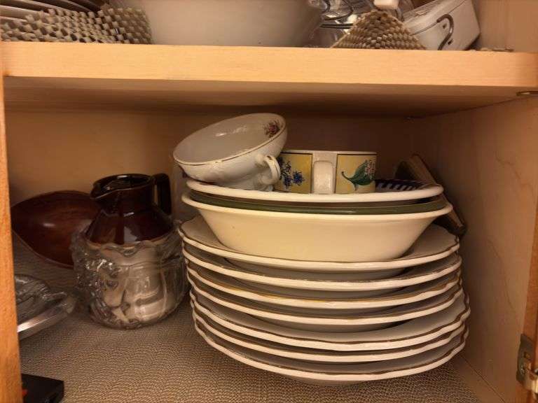 Contents of Cabinet - Assorted Dishes and Glassware