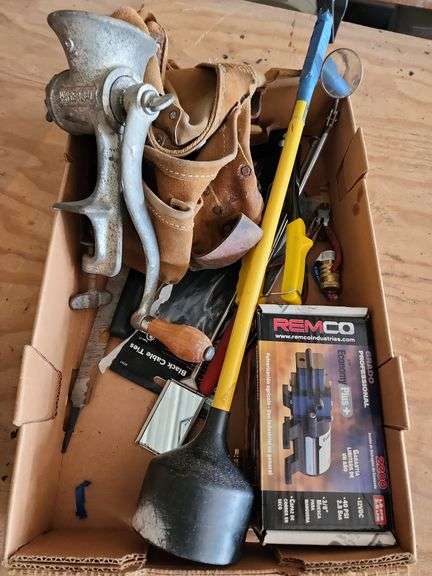 Meat Grinder, Tool Belt, Demand Pump and Assorted Tools