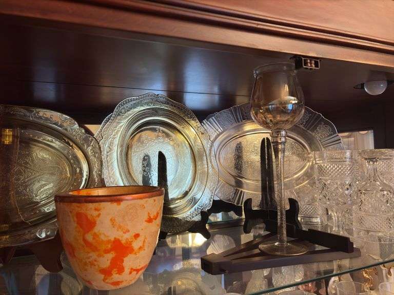 Contents of 1 Shelf - Assorted Goblets, Cups, Serving Platters